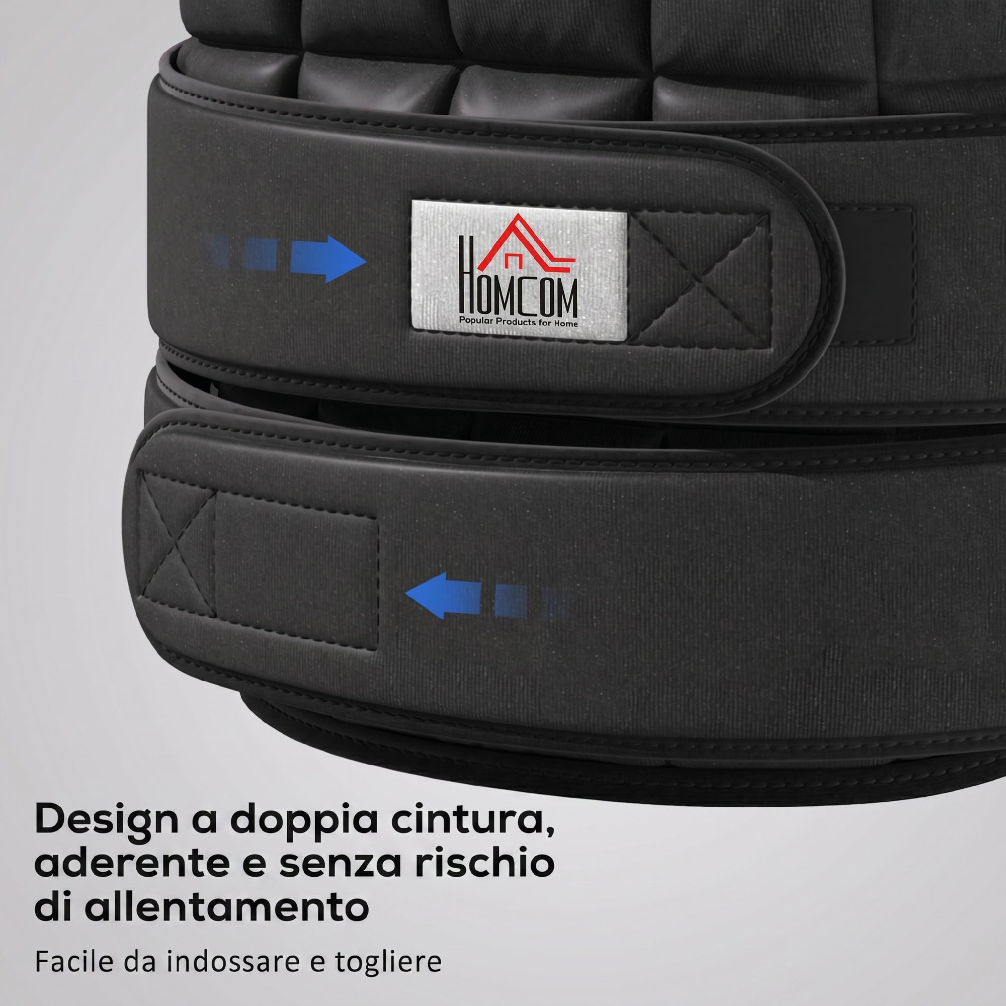 HOMCOM Giubbotto Zavorrato da 10 kg Unisex con Chiusure a Strappo 60x50 cm