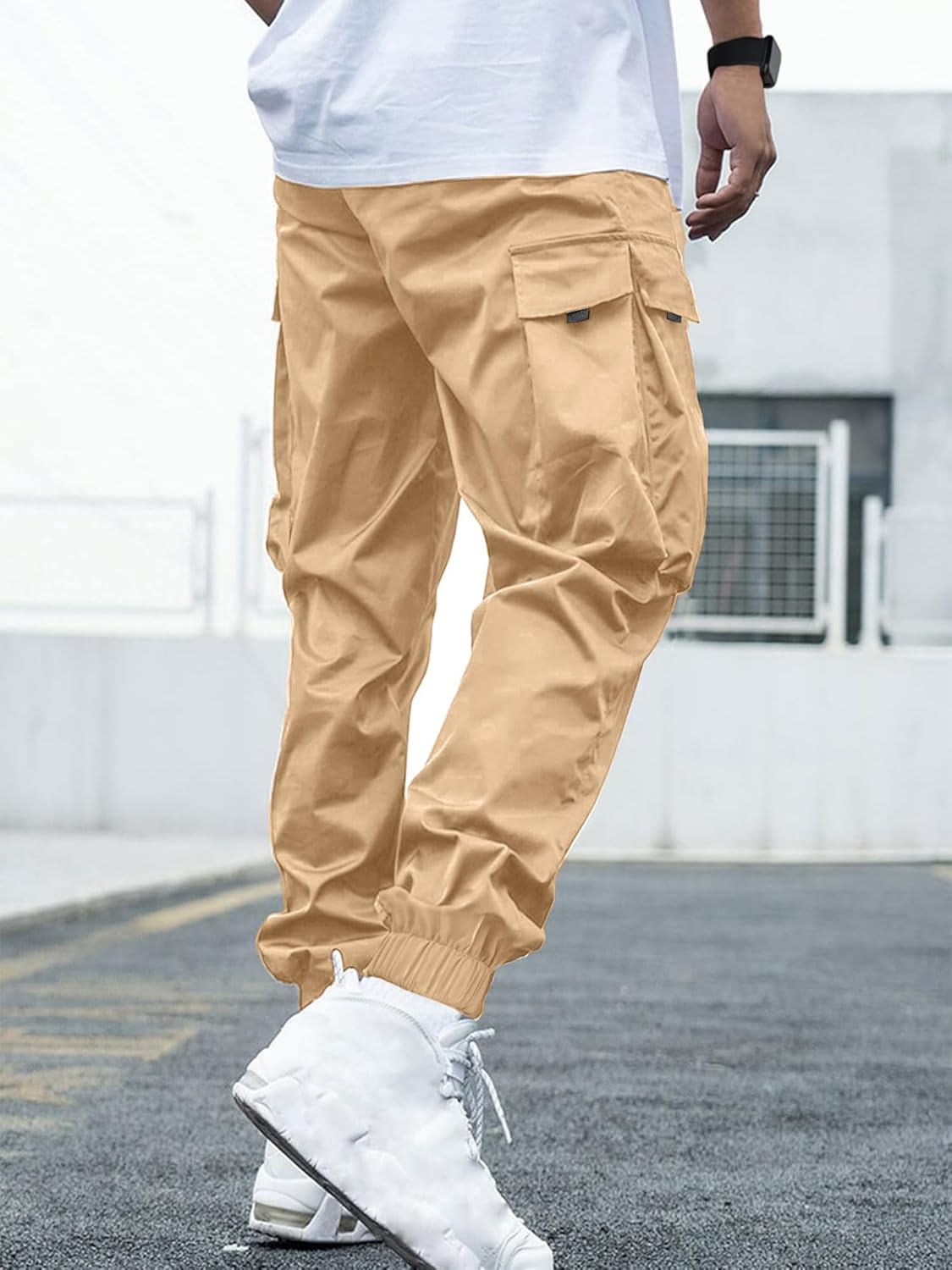 JEMLDL Mens Cargo Joggers Pants Elastic Waist Drawstring Baggy Sweatpants Techwear Pants for Men - Image 2