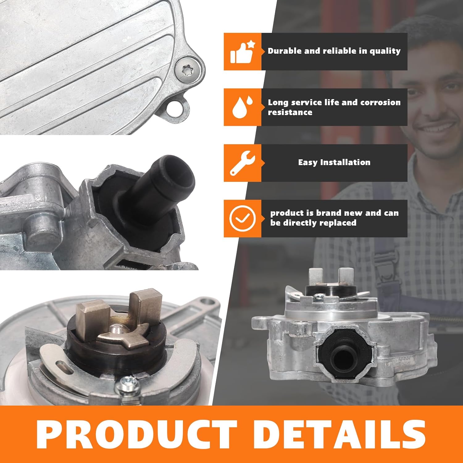 06E145100AA Brake Vacuum Pump Compatible for Audi, Porsche Models - A4 Quattro, A5 Quattro, A6, A6 Quattro, A7 Quattro, A8 Quattro, Q5, Q7, S4, S5, SQ5, Cayenne, Panamera, Toua-reg