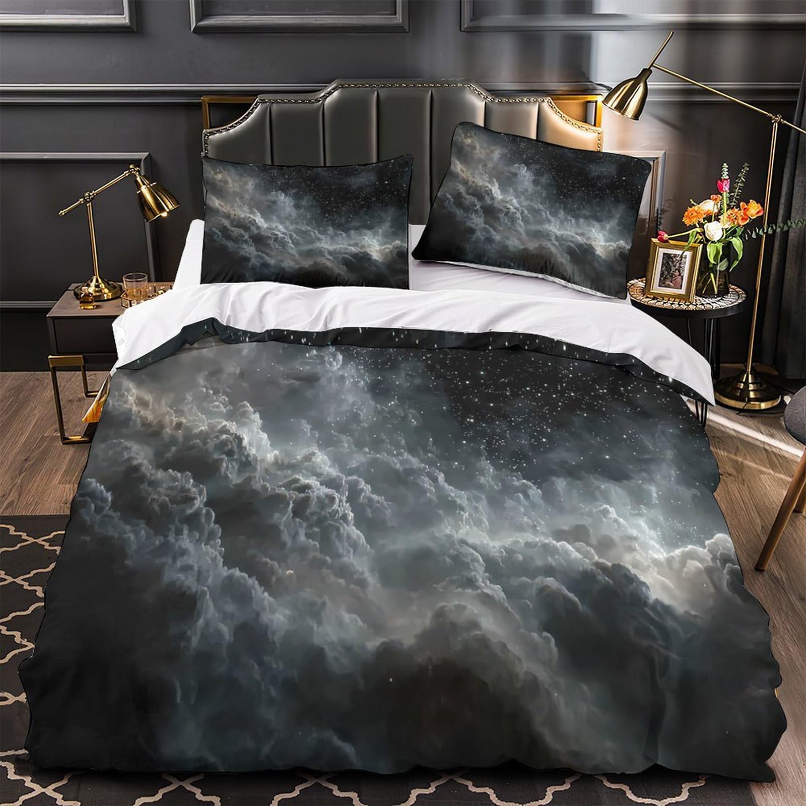 Zawppeuio Girls Xzb68pu5gnw3 3D Print 3-Piece Bedding Set Room Decor Zipper Closure Design Cosmic Clouds Quilt Cover Washable Wrinkle-Resistant For Kids,Women,Teenagers Space Nebula Duvet Cover Super King（260X220cm）