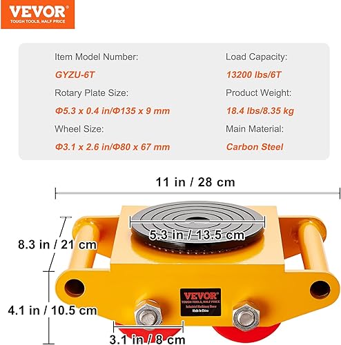 Miniatura 7 de VEVOR 4 piezas de mudanza de maquinaria 6T patín móvil de maquinaria de 13200 libras patín de movimiento de maquinaria con tapa de rotación de 360 y