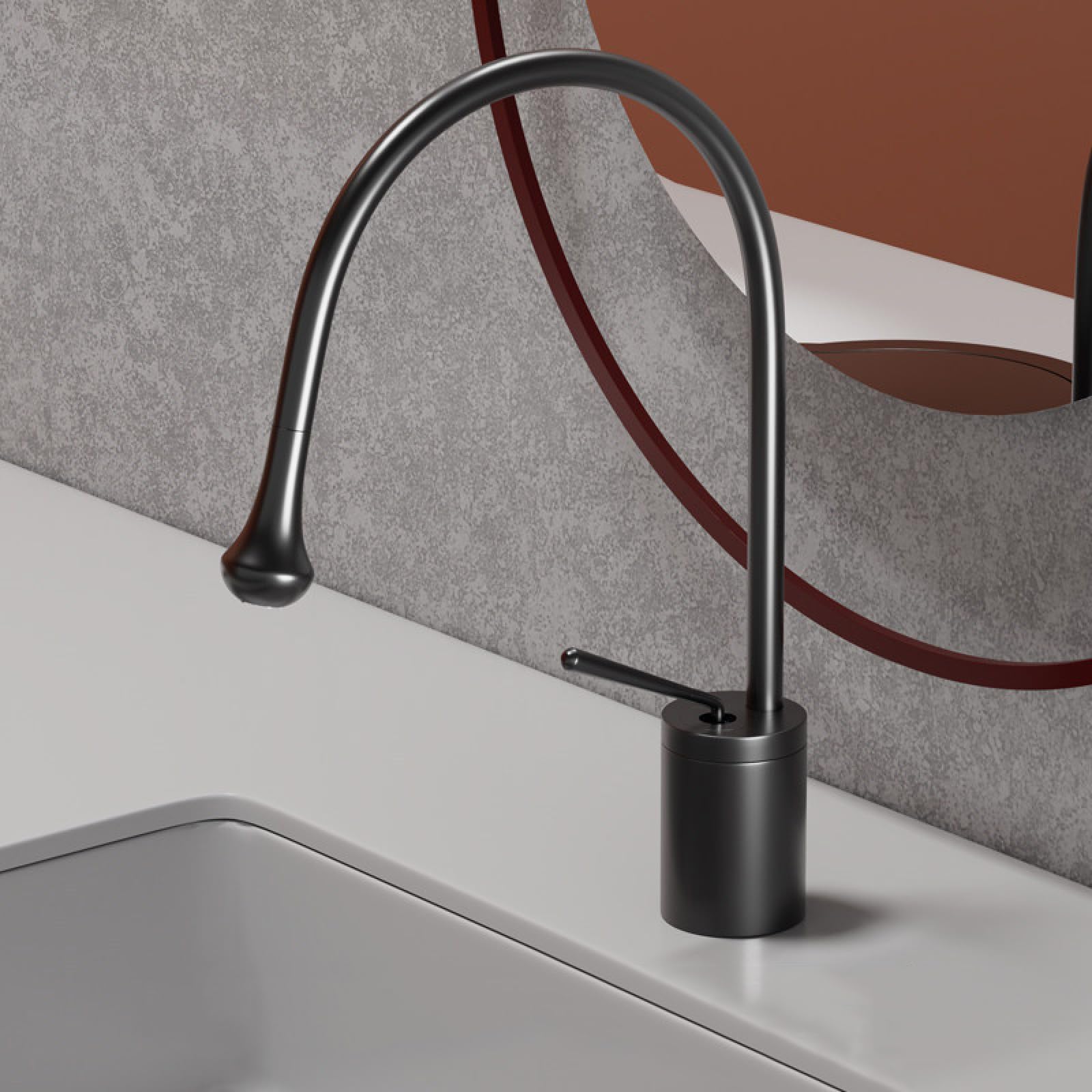 Grifo Baño Lavabo en Forma De Gota Latón Altura 35,8CM,Negro