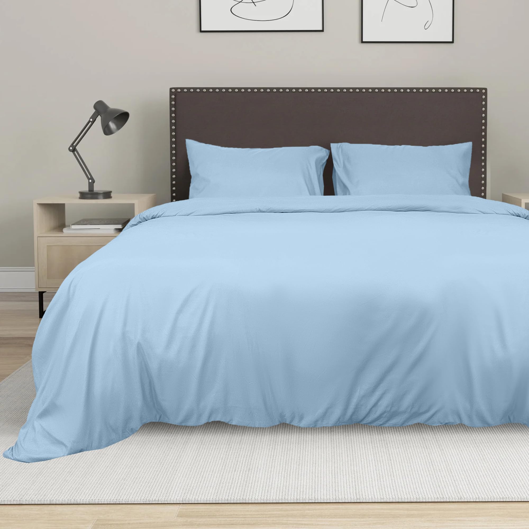 Sapphire Collection Bedding Duvet Cover Soft Brushed Microfibre Duvet Cover with Pillowcases Bedding Quilt Cover Set Wrinkle free (Sky Blue - Image 3