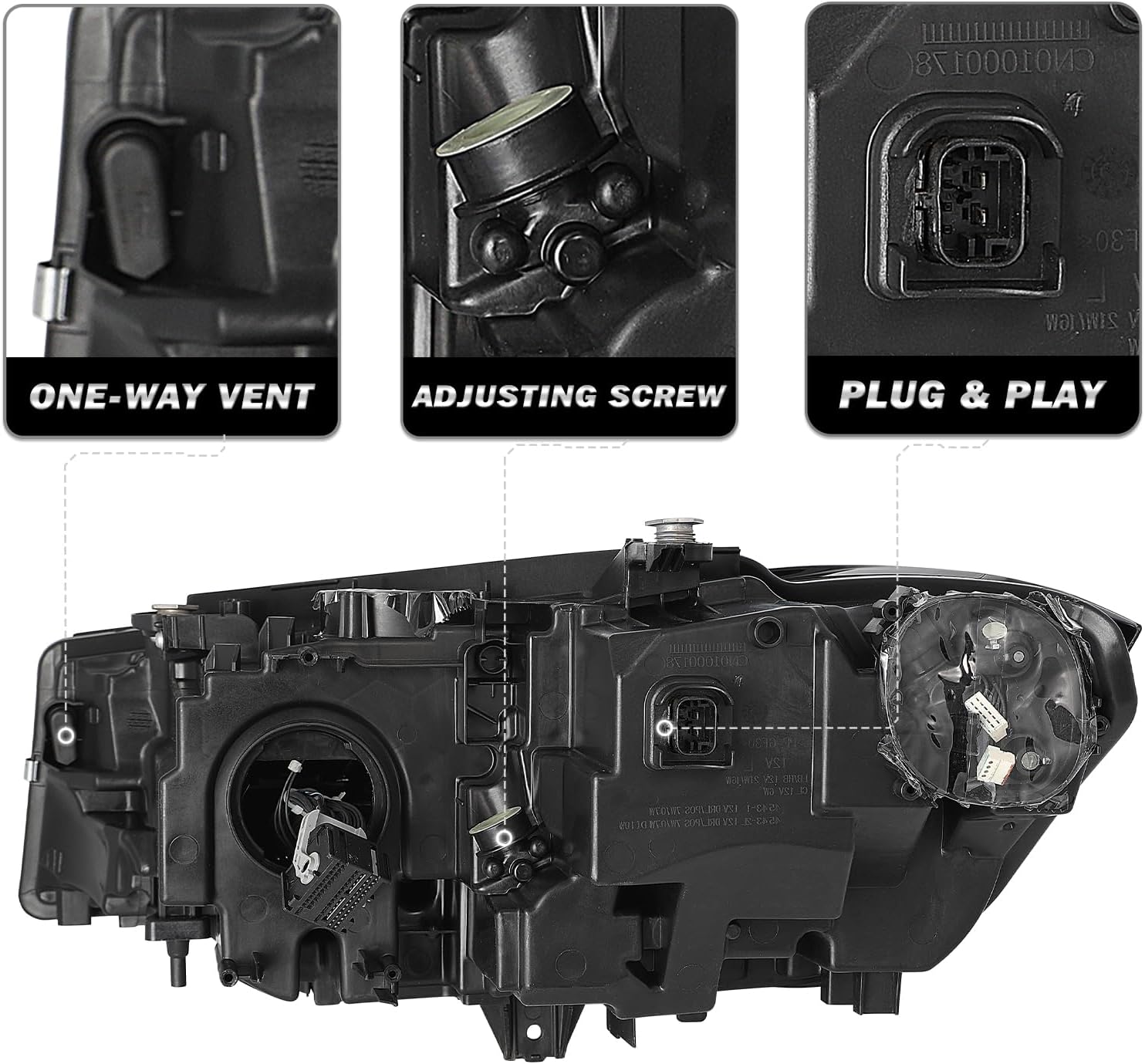 SOCKIR Adaptive AFS Headlight Assembly Replacement for 2019 2020 2021 BMW 3 Series G20 G21 G28 330i 340i with All LED Bulbs, OE Direct Replacement Headlamps Driver Side