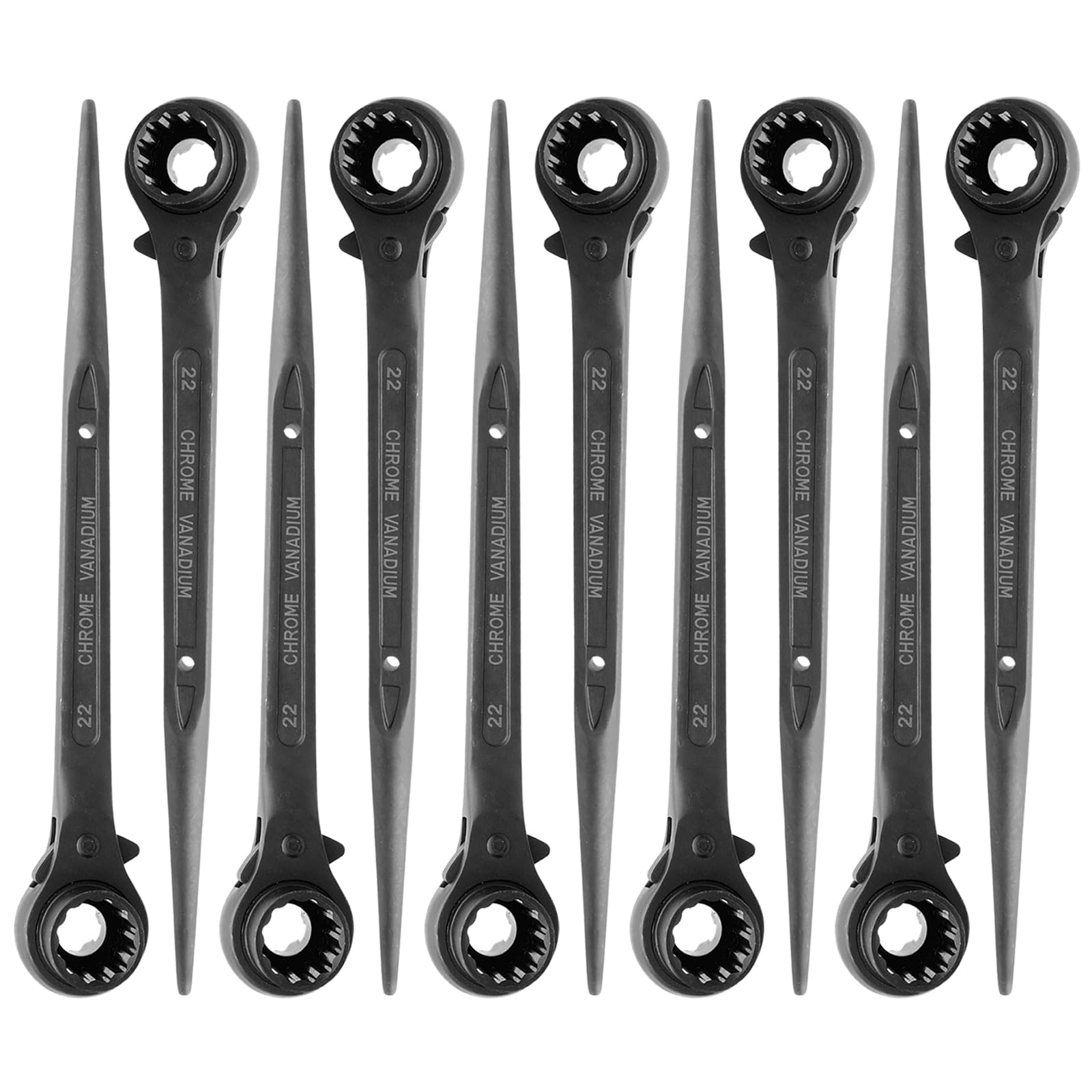 HASKYY 10x Gerüstbauratsche 19x22 mm Doppelsteckschlüssel Rechts/Links Umschaltbar Ratschenschlüssel Gerüstbauknarre Gerüstbauer-Ratsche