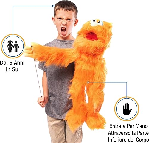 Miniatura 2 de Marioneta de monstruo naranja de 30 pulgadas, títere de estilo ventrílocuo de cuerpo entero