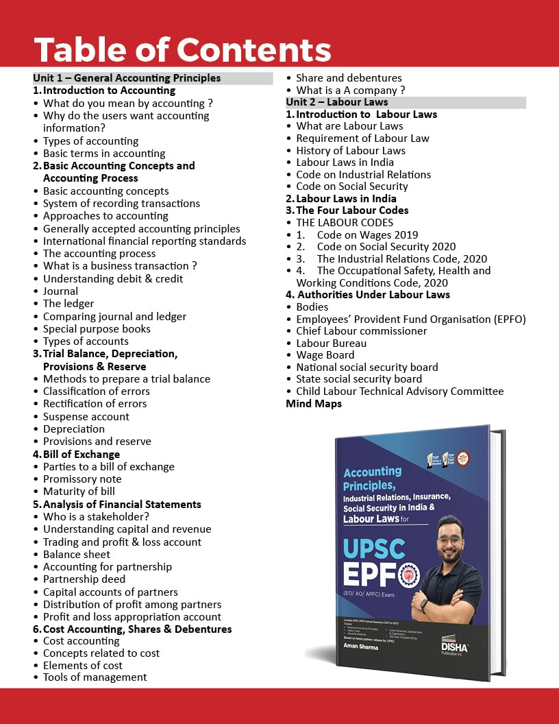 Accounting Principles, Industrial Relations Insurance, Social Security in India & Labour Laws for UPSC EPFO (EO/ AO/ APFC) Exam | Enforcement Officers/ Accounts Officers/ Assistant Provident Fund Commissioner 1