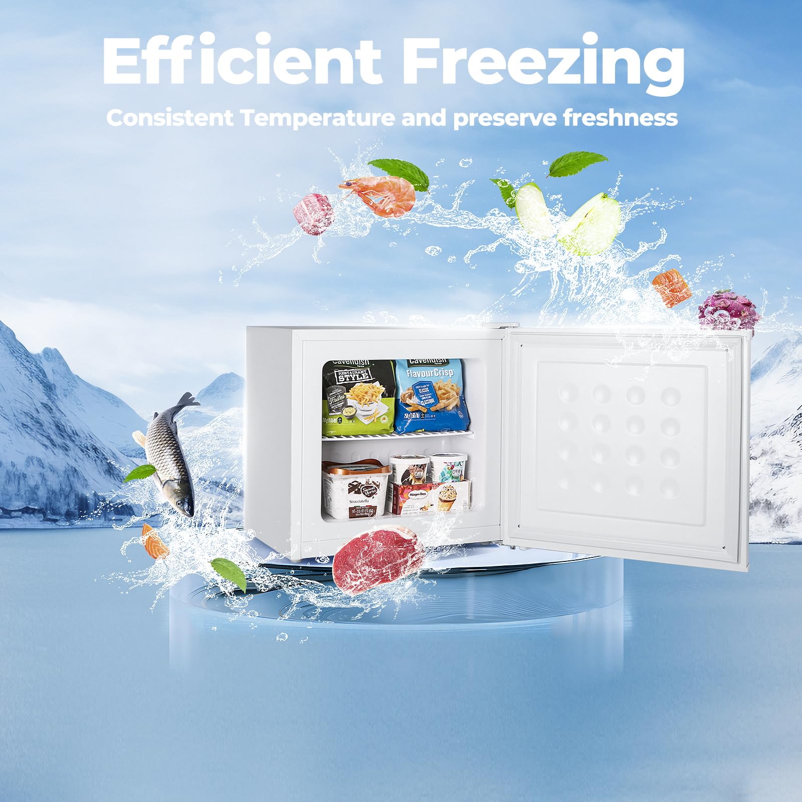 Electactic 1.2 Cu.ft Mini Freezer, Small Upright Freezer with Removable Shelf & 7 Adjustable Temperature Control, Energy Saving, Low Noise for Bedroom, Apartment, Home, Office, White on Fridge.com