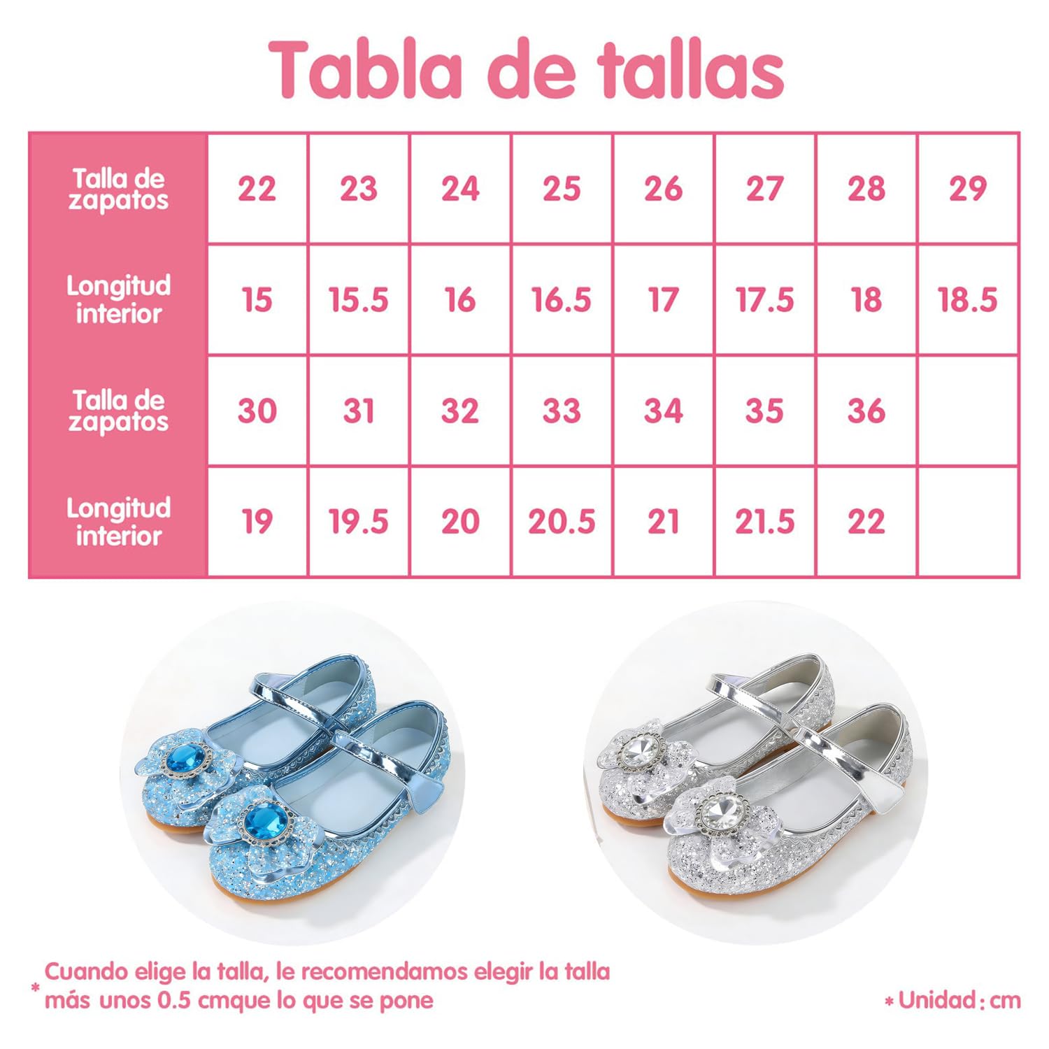 Zapatos de Vestir Niña Princesa Zapatos de Disfraz Punta Cerrada Navidad Cumpleaños Regalo Sandalias de Vestir Sin Tacón Lentejuelas Cosplay Carnaval Halloween
