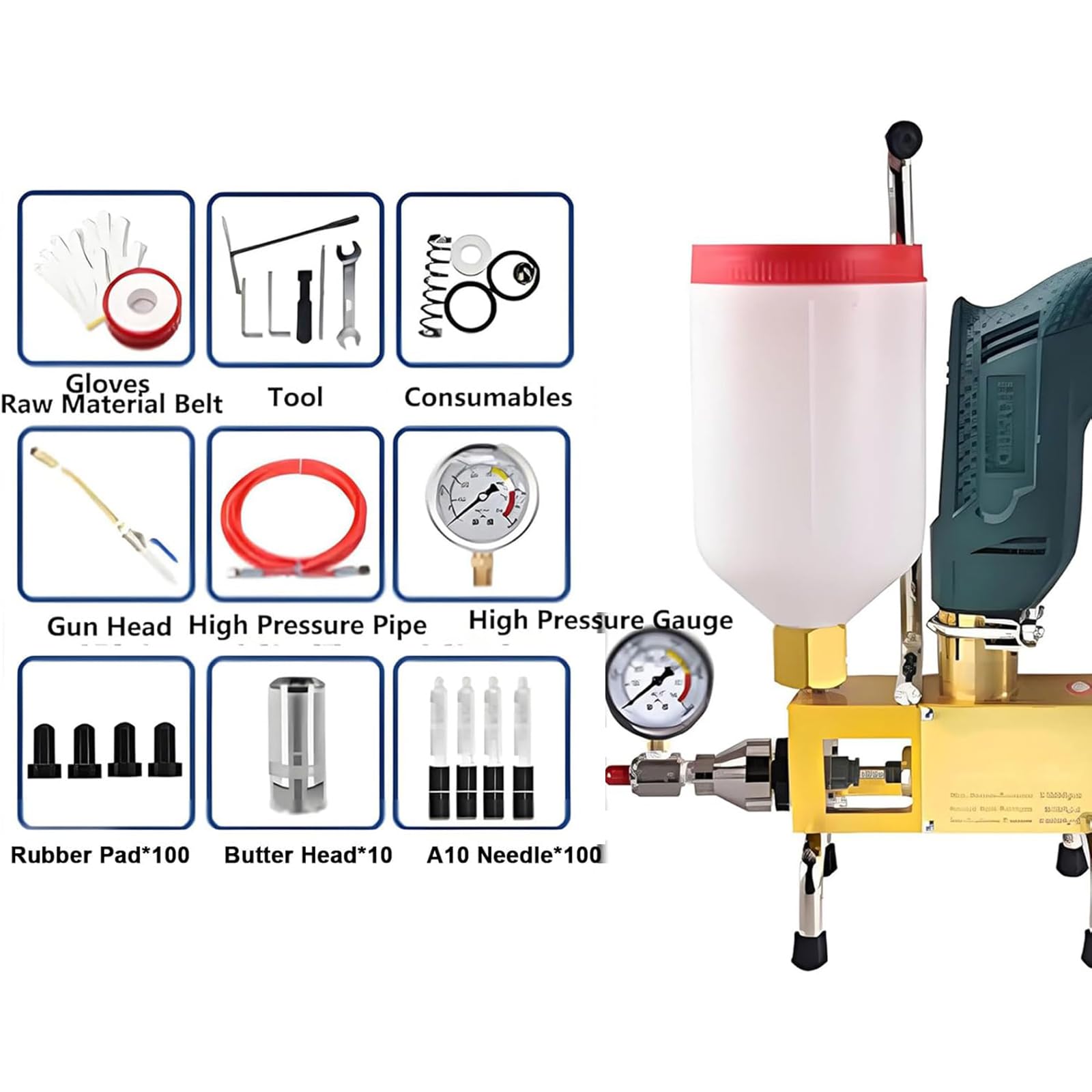 Máquina de llenado de grietas de cemento portátil, herramienta de lechada de 0 a 2800 r/min de velocidad, tasa de flujo de 0,74 l/min para impermeabilización y reparación de hormigón, fácil de usar