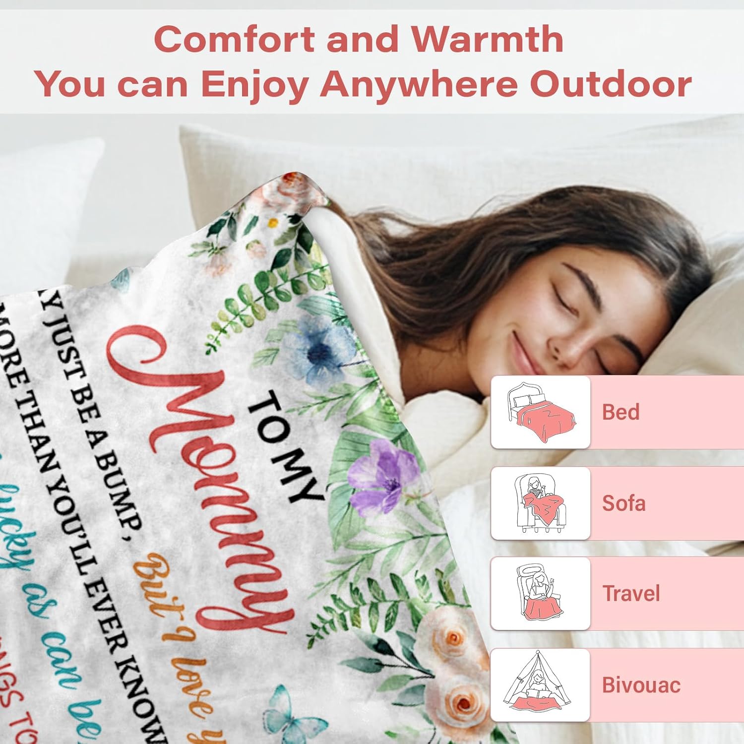 New Mom Blanket Gifts for Women, First Time Mom Gifts Ideas for Her, Best Gift for New Mom Mommy, Flannel Blankets for Couch, Sofa, Travel, Gifts for Christmas Thanksgiving Day 50x60in - Image 5