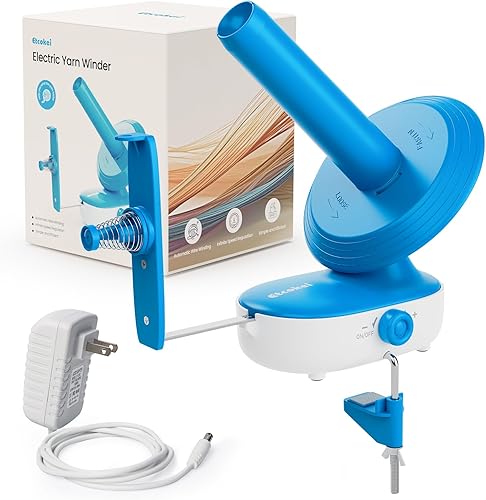 Etcokei Enrollador de hilo para ganchillo y tejido, enrollador eléctrico automático de bolas, gran capacidad (hasta 10 onzas), velocidad continua (2