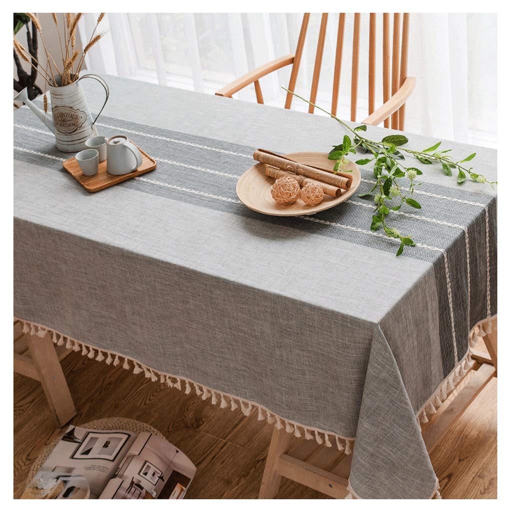 Nappe petite table basse d'une fraîcheur intemporelle en coton et lin noble avec franges