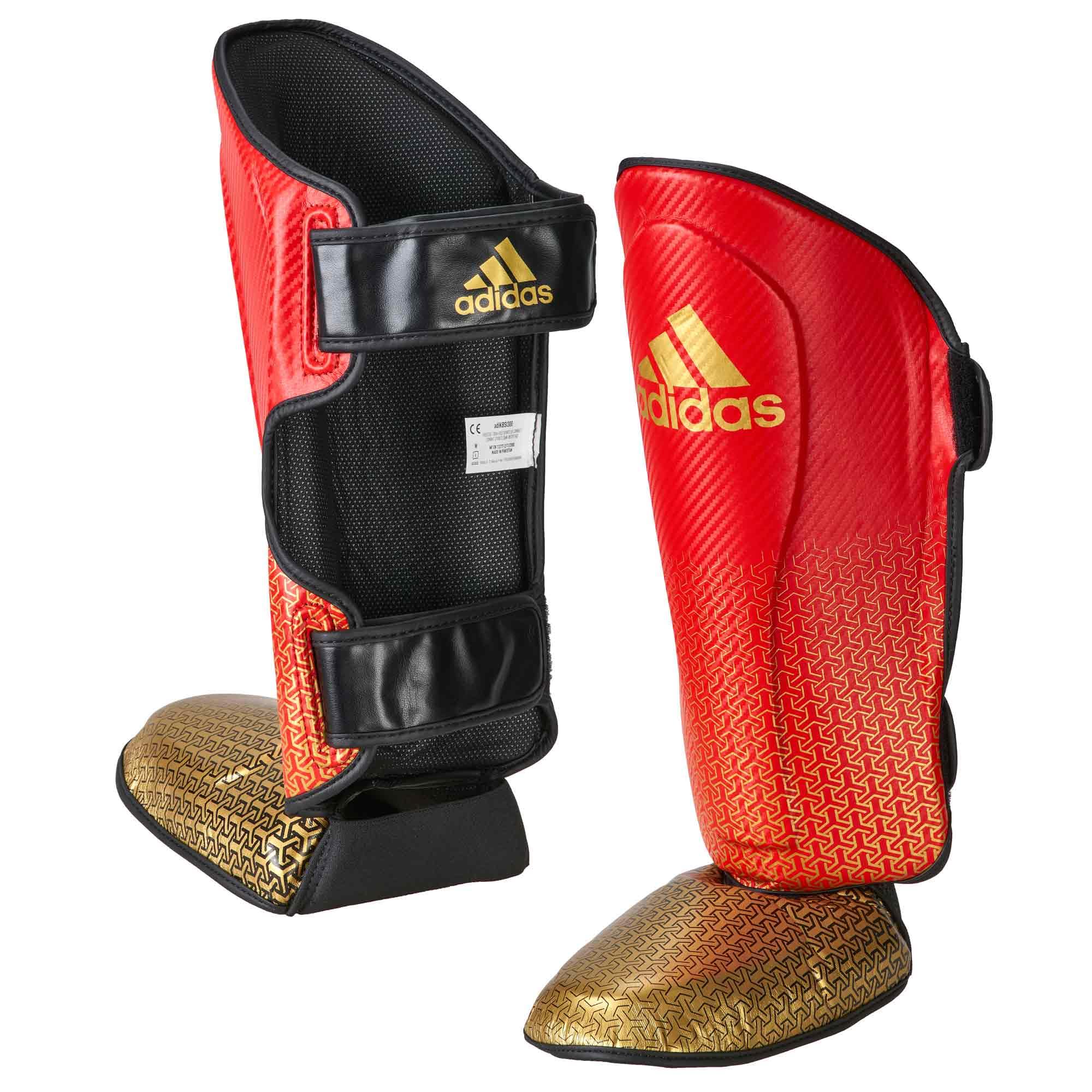 adidas Pro Comfort II Kickboxing Fußschutz Schienbeinschutz Kombi mit WAKO Label | Geeignet für Training und Wettkampf | Fußschützer für Körpergröße 150 - 190 cm