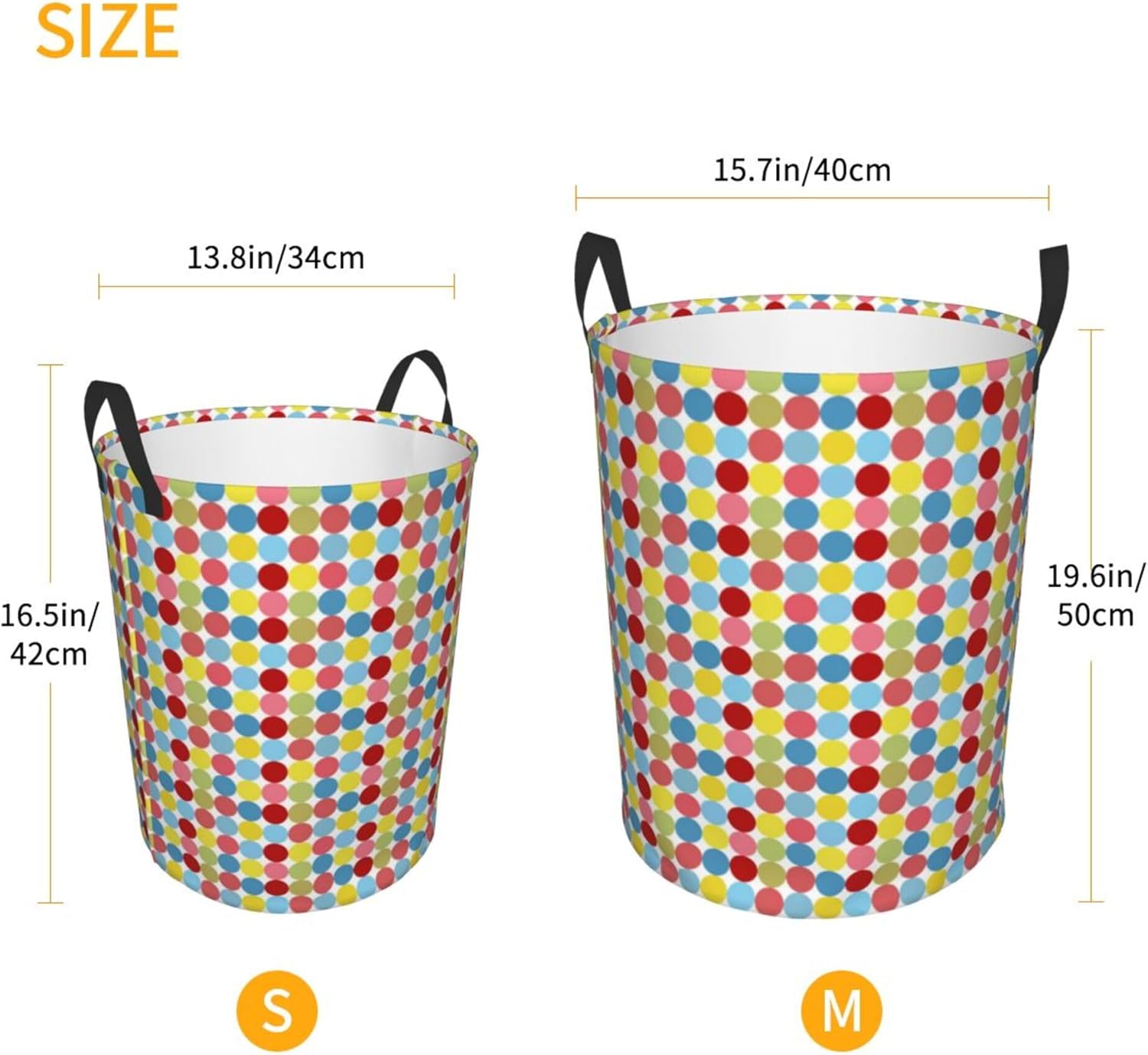 Large Laundry Hamper, Colorful Dots Laundry Basket Collapsible & Waterproof Storage Basket for College Dorm, Family Essentials