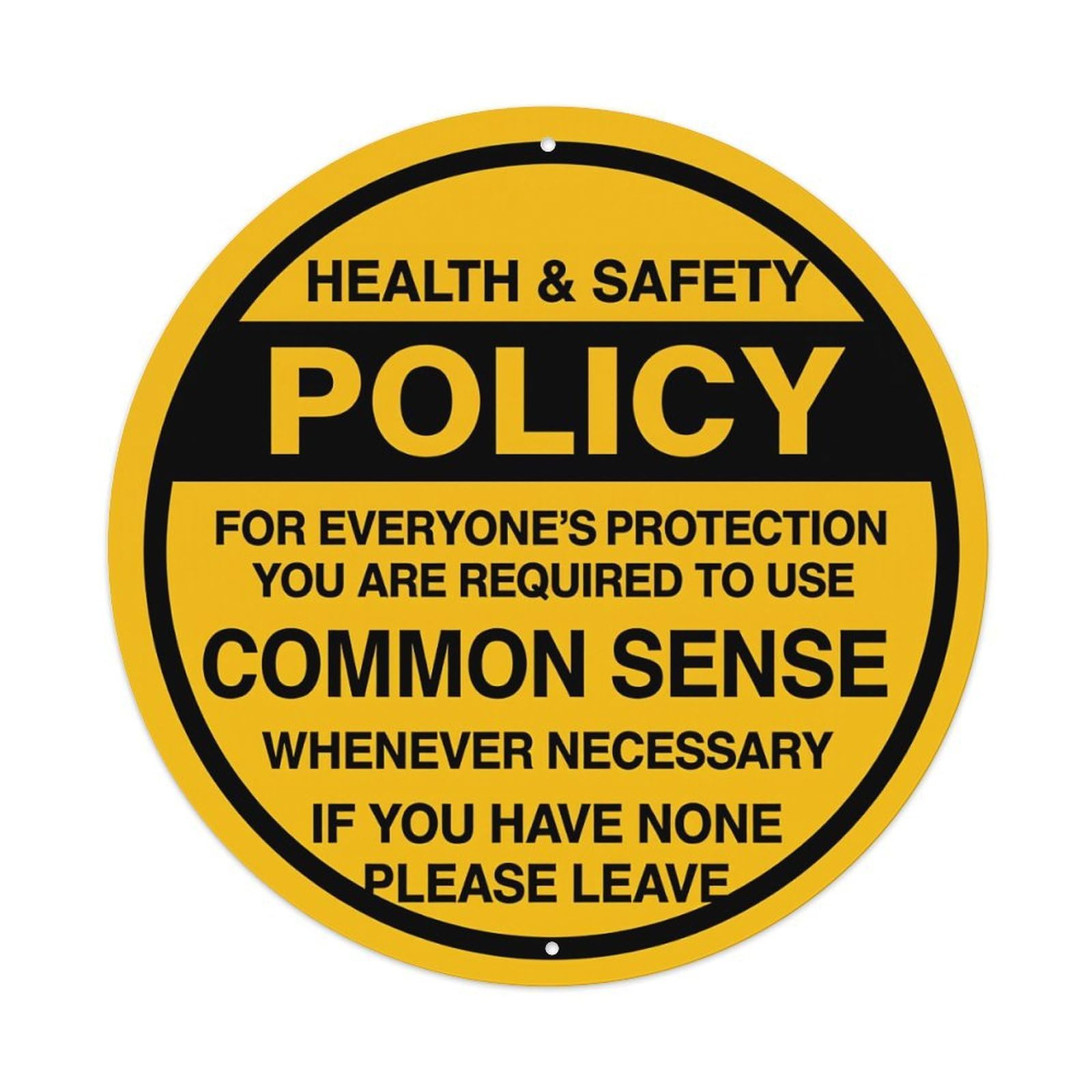 Health Safety Policy Common Sense Tin Sign Metal Poster Vintage Metal Signs for Home Man Cave Bar Cafe Kitchen laundry room Wall Decorations Gift 8x8Inch