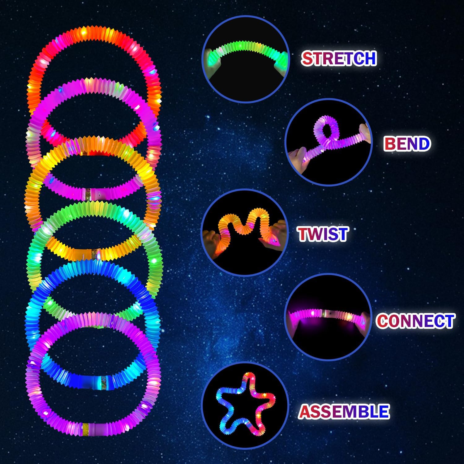 Sacchetti regalo per bambini, 36 pezzi, collana tubolare luminosa per bambini, Halloween, si illumina al buio, decorazioni per feste, giochi di carnevale, premi per ragazzi e ragazze