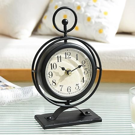 Amazon.com: Stonebriar Large Square Rustic Metal Table Top Clock with ...