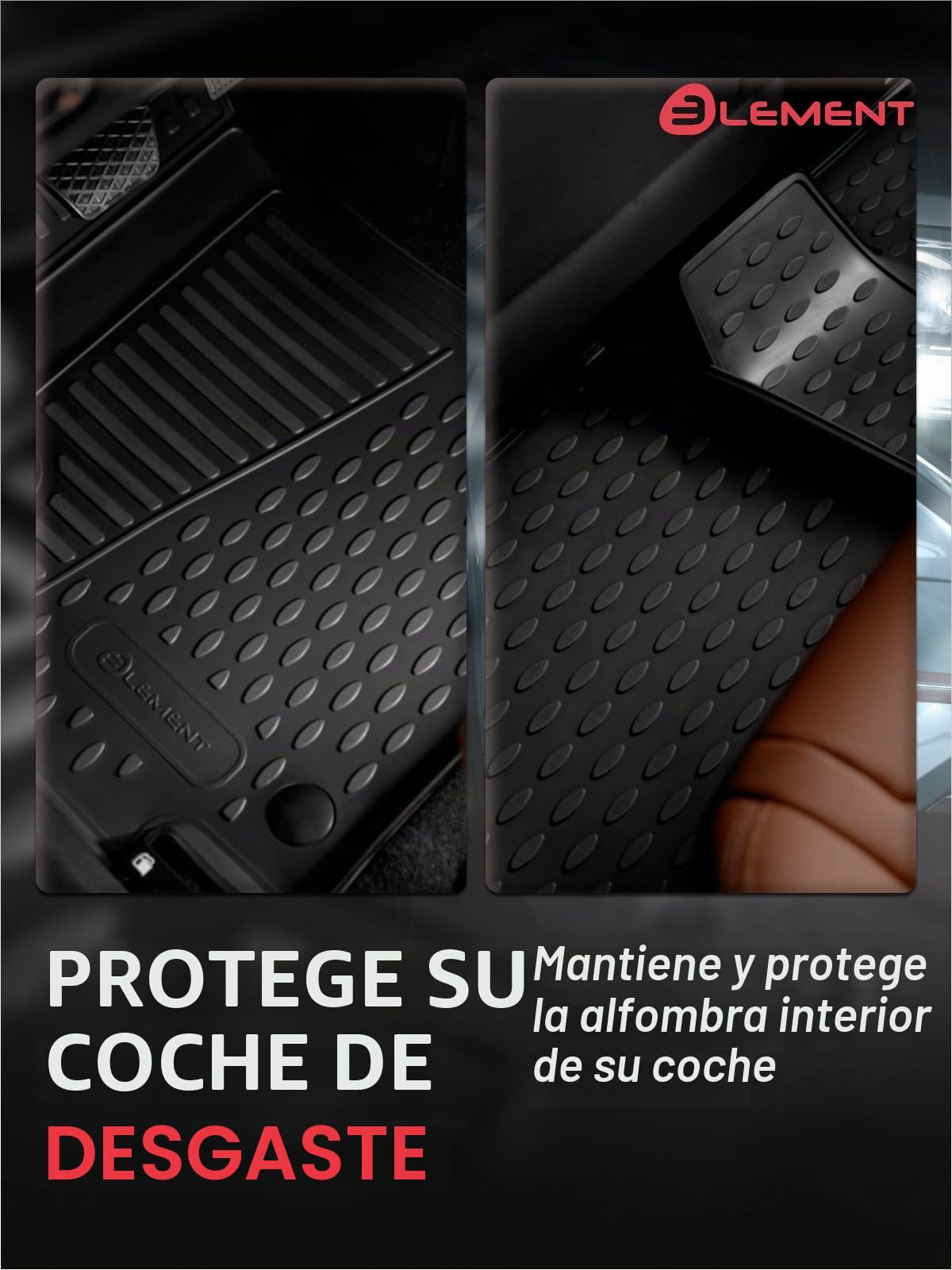 Element 3D Alfombrillas de goma aptas para Ford Tourneo Courier | 2024-hoy | 100% adaptables a todas las condiciones meteorológicas alfombrillas de TPE, borde alto, impermeables, antideslizantes