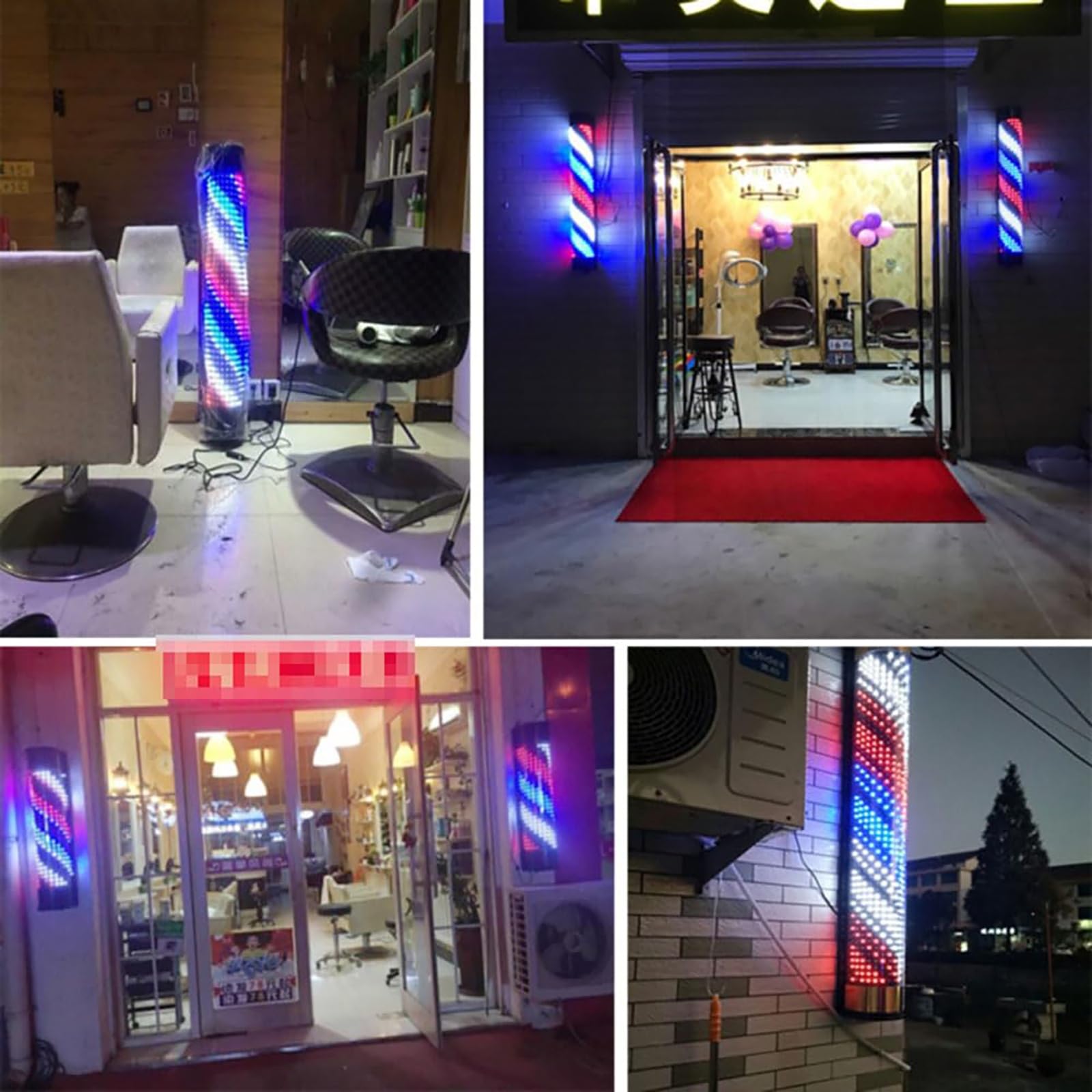 Globe lumineux LED pour barbier, lampe rotative extérieure pour salon de coiffure et salon de coiffure, panneau ouvert accrocheur pour entrée de magasin et affichage de fenêtre pour attirer les