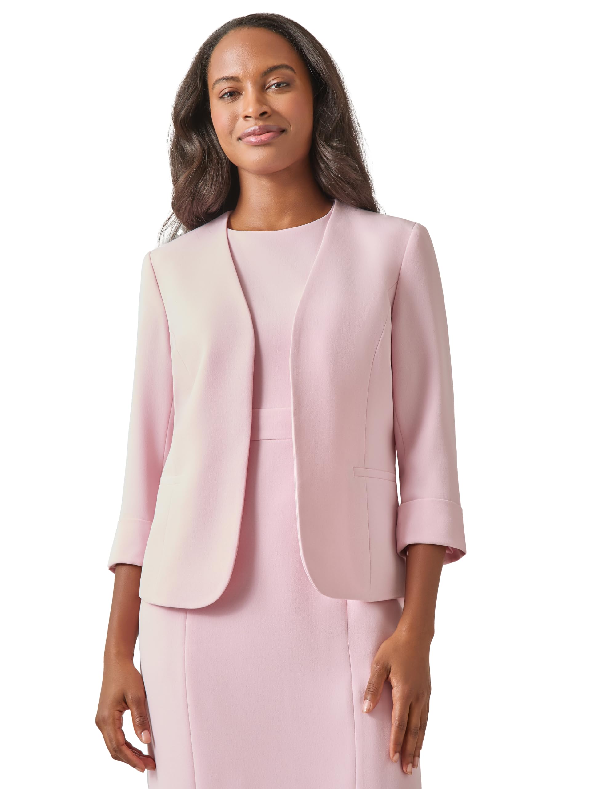 Kasper Womens Crepe Cardigan W Rolled Cuff