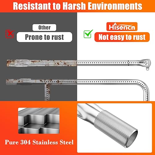 Miniatura 3 de Hisencn 65032 Tubo de quemador de parrilla para parrillas Weber Q3200, Q3000, Q320, Q300, 57060001, 404341, 586002, repuesto de quemador de parrilla