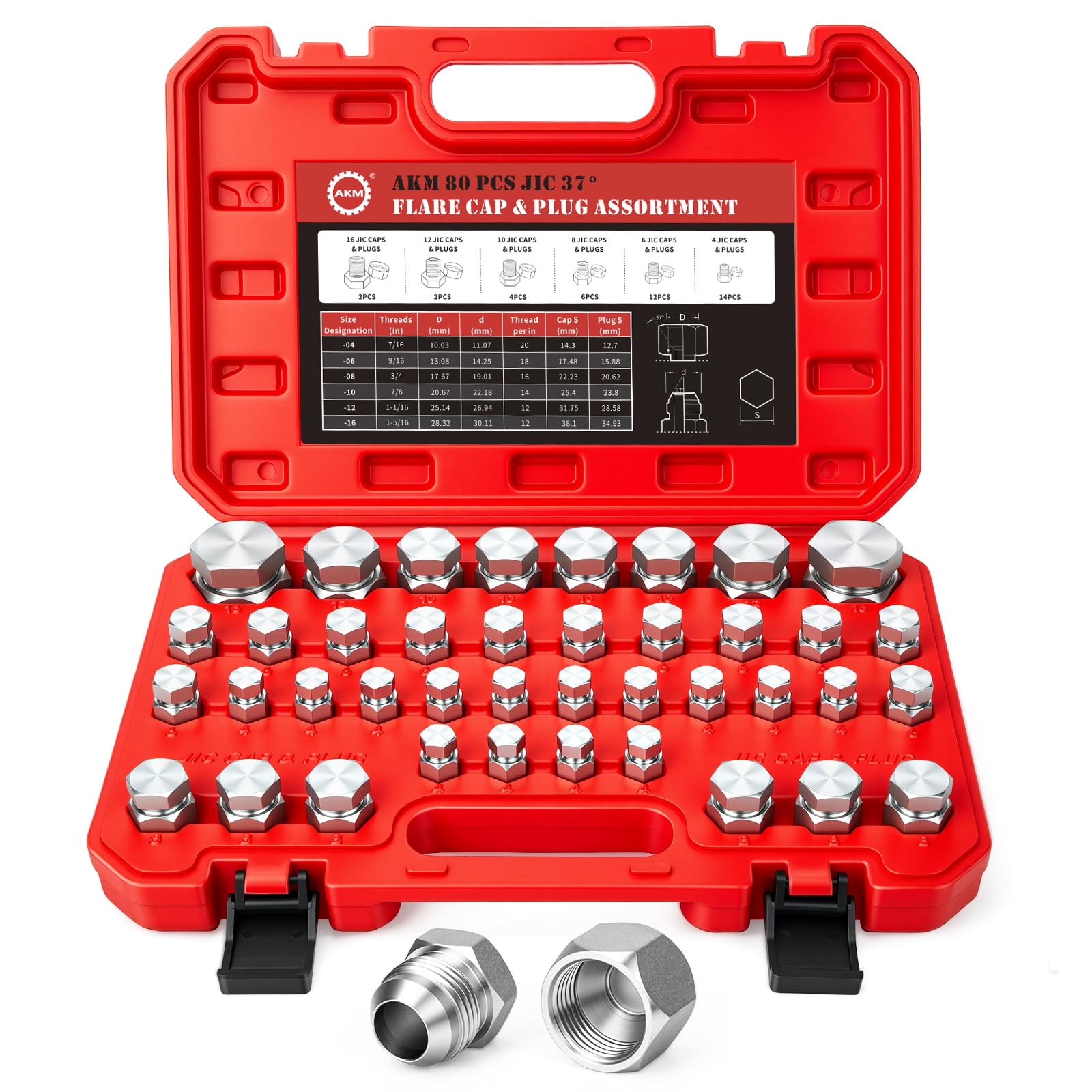 piping ICD6点セット Amazon.com: AKM 80 Pcs JIC 37° Flare Cap and Plug Kit Industrial