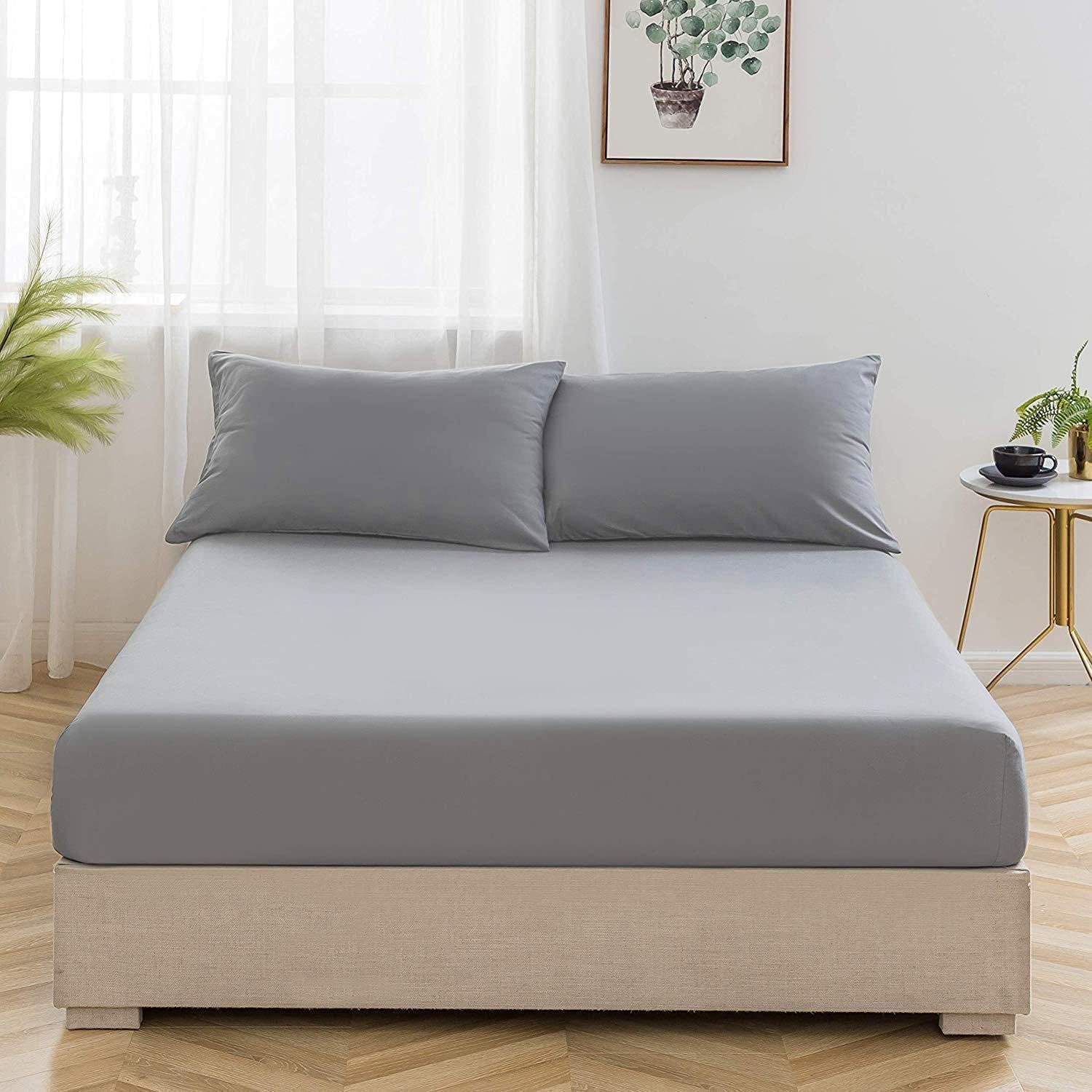King Size Fitted Bed Sheet 180cm x 200cm - Modern Design, Fitted Sheet, Wrinkle-Resistant, Elastic Edge Finish, Durable and Luxurious Bedding for Enhanced Sleep Comfort (Solid Dark Grey)