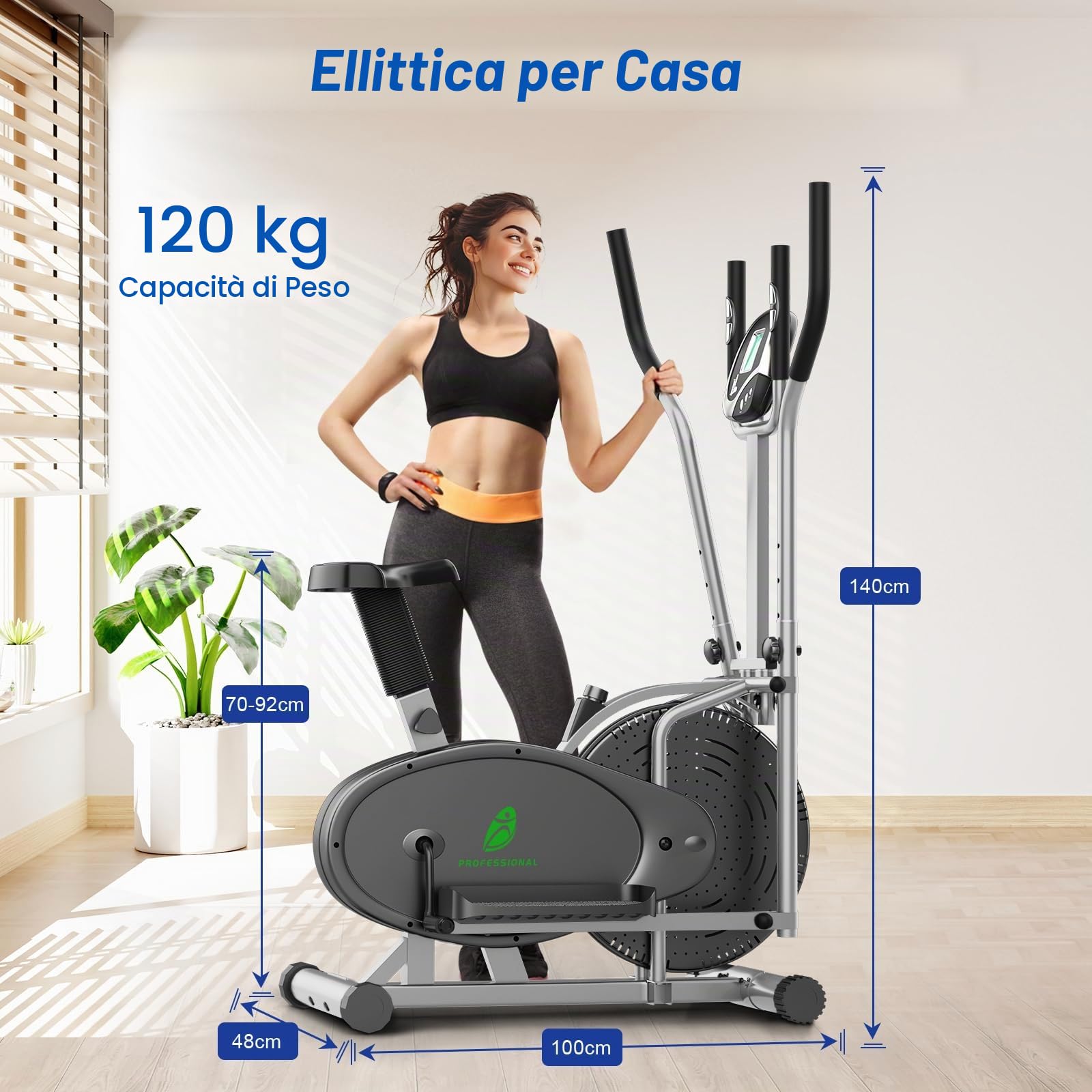 Yonisee 2-in-1 Ellittica Da Casa, Macchina Ellittiche Con Sedile Ergonomico, Resistenza Regolabile, Monitor LCD, Pedale Antiscivolo, Sensore Di Frequenza Cardiaca, Stepper Ellittico Aerobico