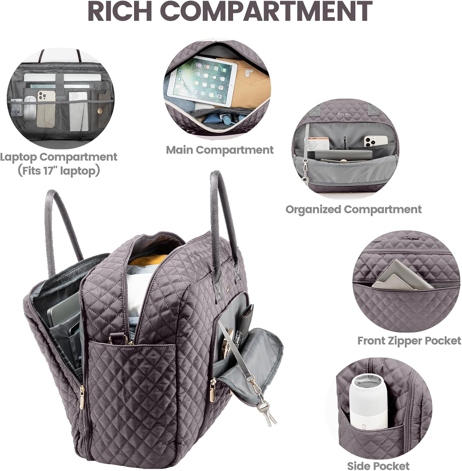 LOVEVOOK Travel Duffle Bag - Women's Weekender Carry On Overnight Laptop & Gym Bag With Toiletry/Shoe Pocket, Hospital Labor Bag - Image 2