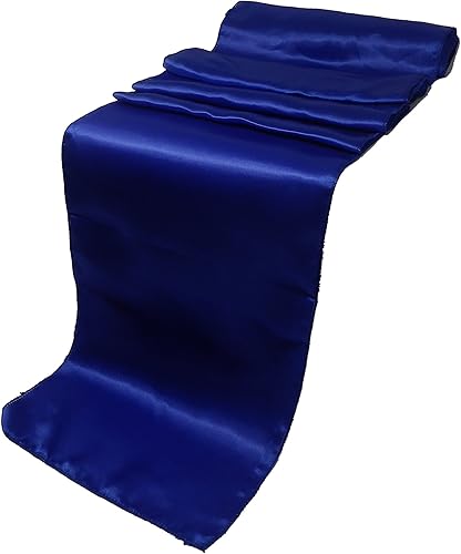 ELINA'S - Paquete de 10 caminos de mesa de satén de 12 x 108 pulgadas para decoración de banquetes de boda (10, azul real)