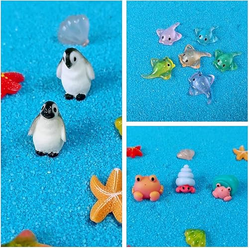 Miniatura 5 de 100 piezas de mini figuras de animales de resina oceánica, pequeñas figuras de criaturas marinas de plástico para ocultar accesorios de decoración
