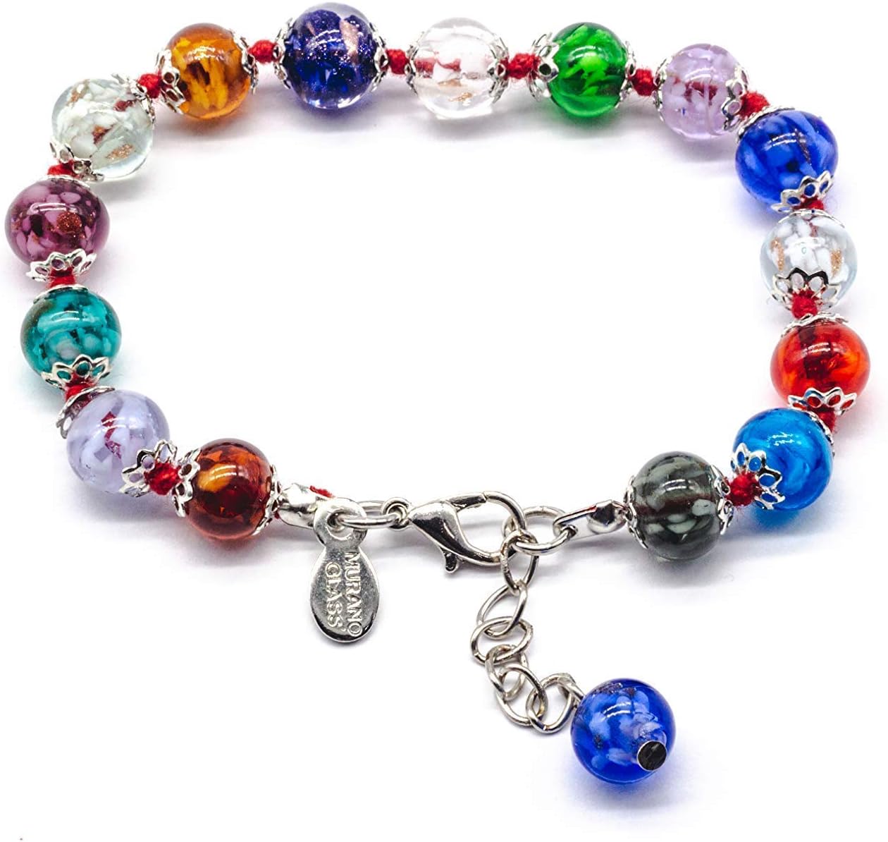 Handmade - Murano Glass Bracelet - Aventurine Glass Beads Hand Blown Glass