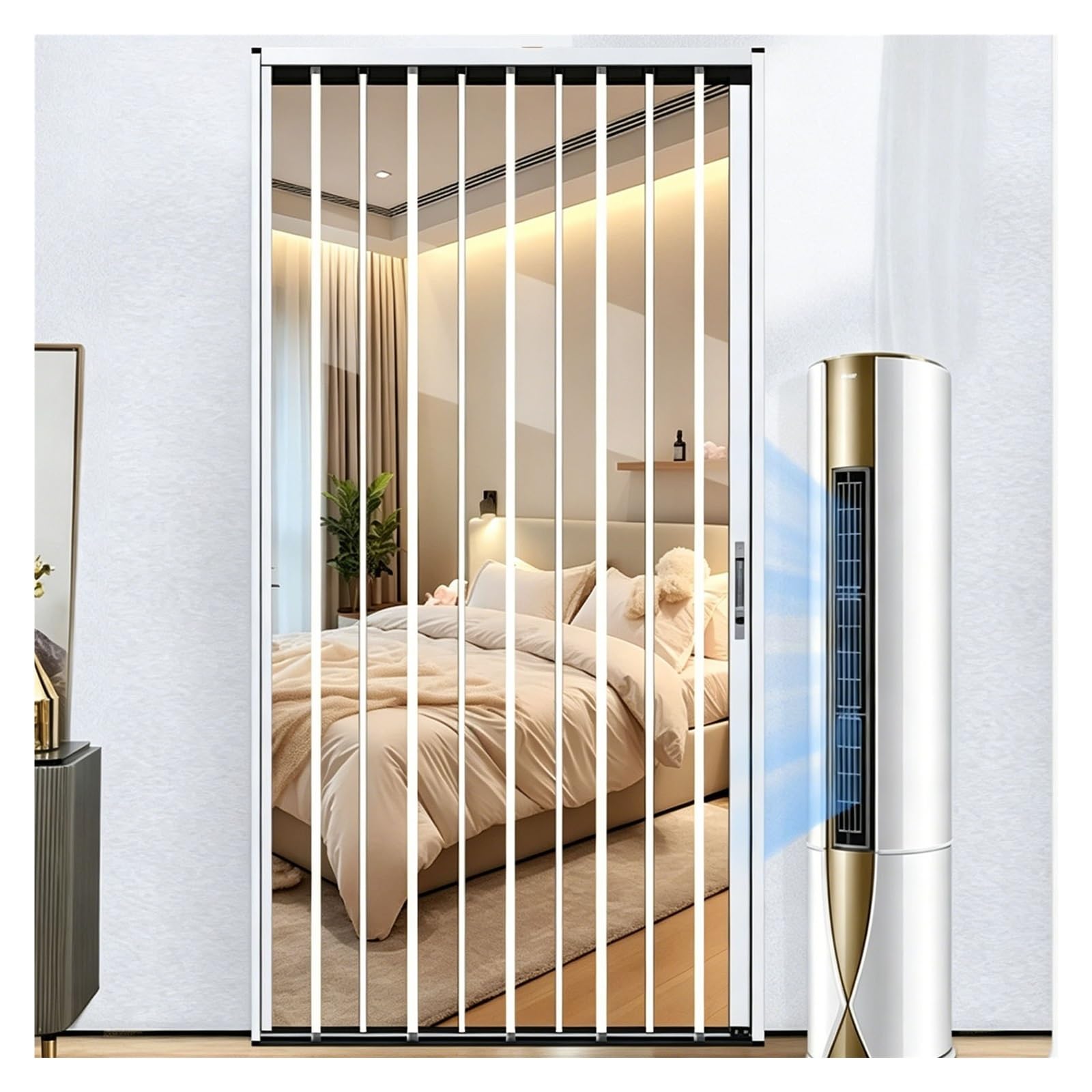 Accordion Door for Kitchen Bedroom, Folding Room Divider Aluminum Frame, Interior Privacy Door for Laundry Closet Pantry Separation(24x80in(61x203cm))