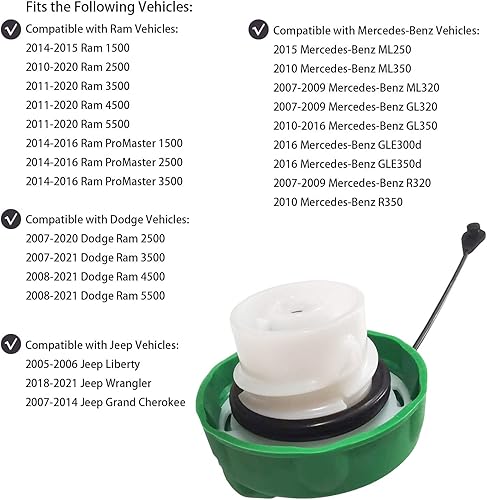 Miniatura 3 de Tapa de combustible de gas 52013994AB para Ram 1500 2500 3500 4500 5500 ProMaster Dodge Ram Jeep Liberty Wrangler Grand Cherokee Mercedes Benz