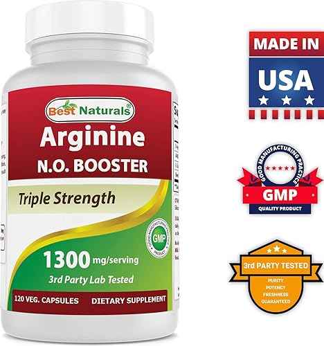 Miniatura 7 de Best Naturals L-Arginina NO Booster Triple Strength 1300 mg porción 120 cápsulas vegetales (120 unidades (paquete de 3))