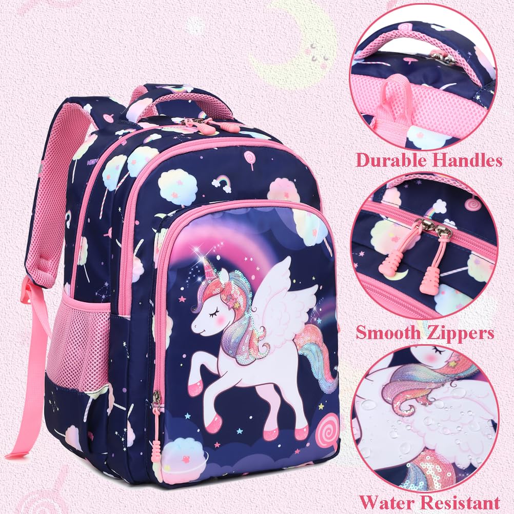 Kimwadalh Mochilas Niñas Primaria Mochila Infantiles Niña Mochilas para Niña 3 en 1 Juegos de Bolsas para Escolares,Viajes, Senderismo