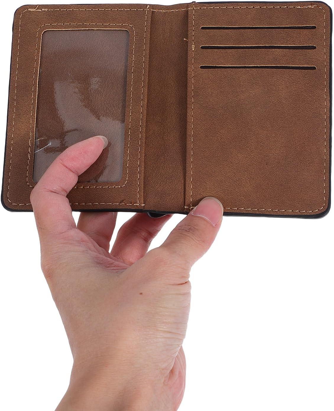 Credit Card Holder and Mini Wallet for Women, Thin Multifunctional Business Card Case with Multiple Slots, Brown Leather Id Organizer for Travel and Daily Use