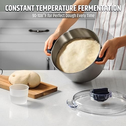 Miniatura 3 de Razorri Máquina de masa eléctrica, mezclador de masa doméstico de 5L 4.5QT con función de fermentación, temporizador de microcomputadora, hoja de