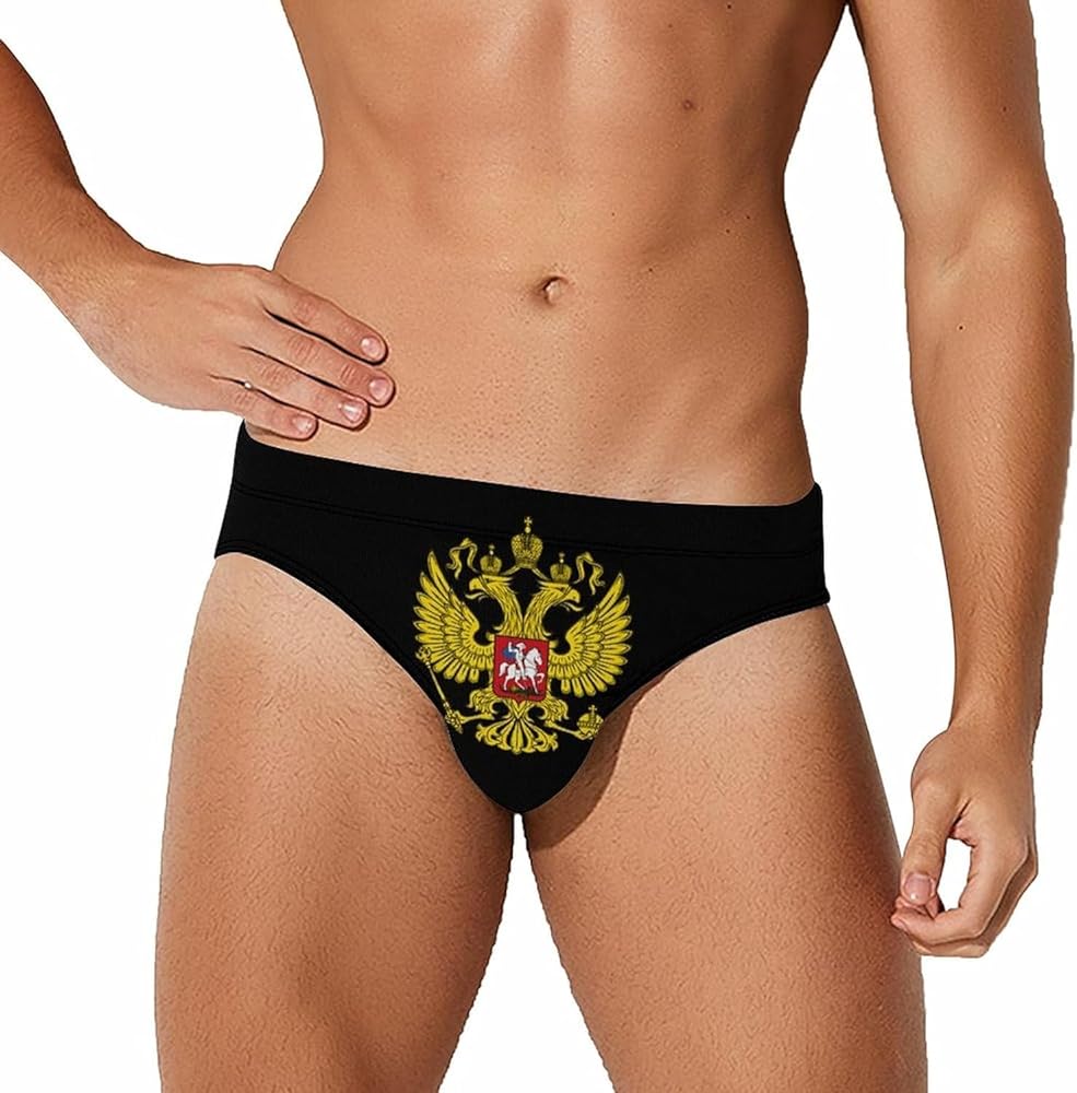 Russian Federation Coat of Arm Funny Swim Briefs for Men Bikini