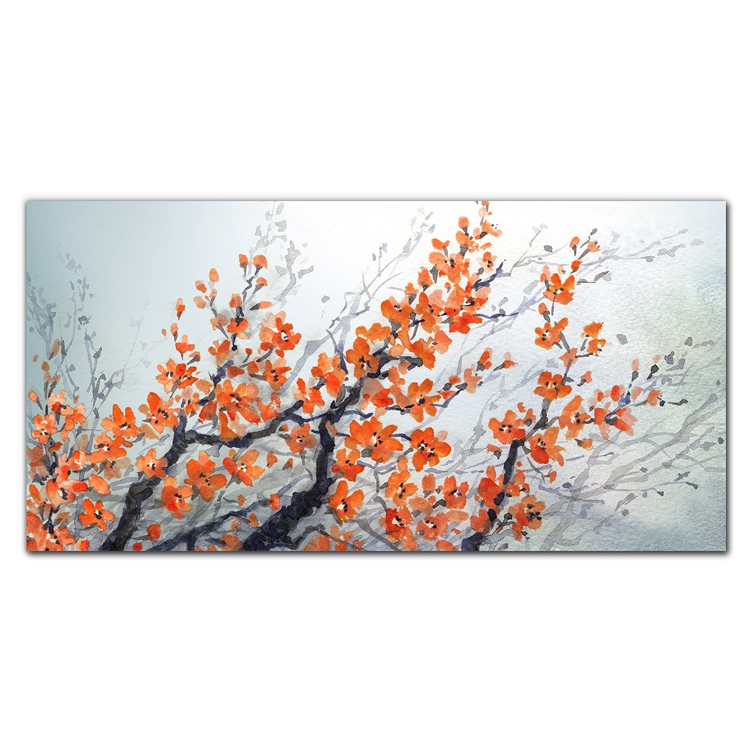 Coloray Pintura Vidrio Acrílico 100x50cm Sala De Estar Cocina Cuadro De Pared De Arte De Vidrio Acryl Mural - Tinta Ramas Flores Flores
