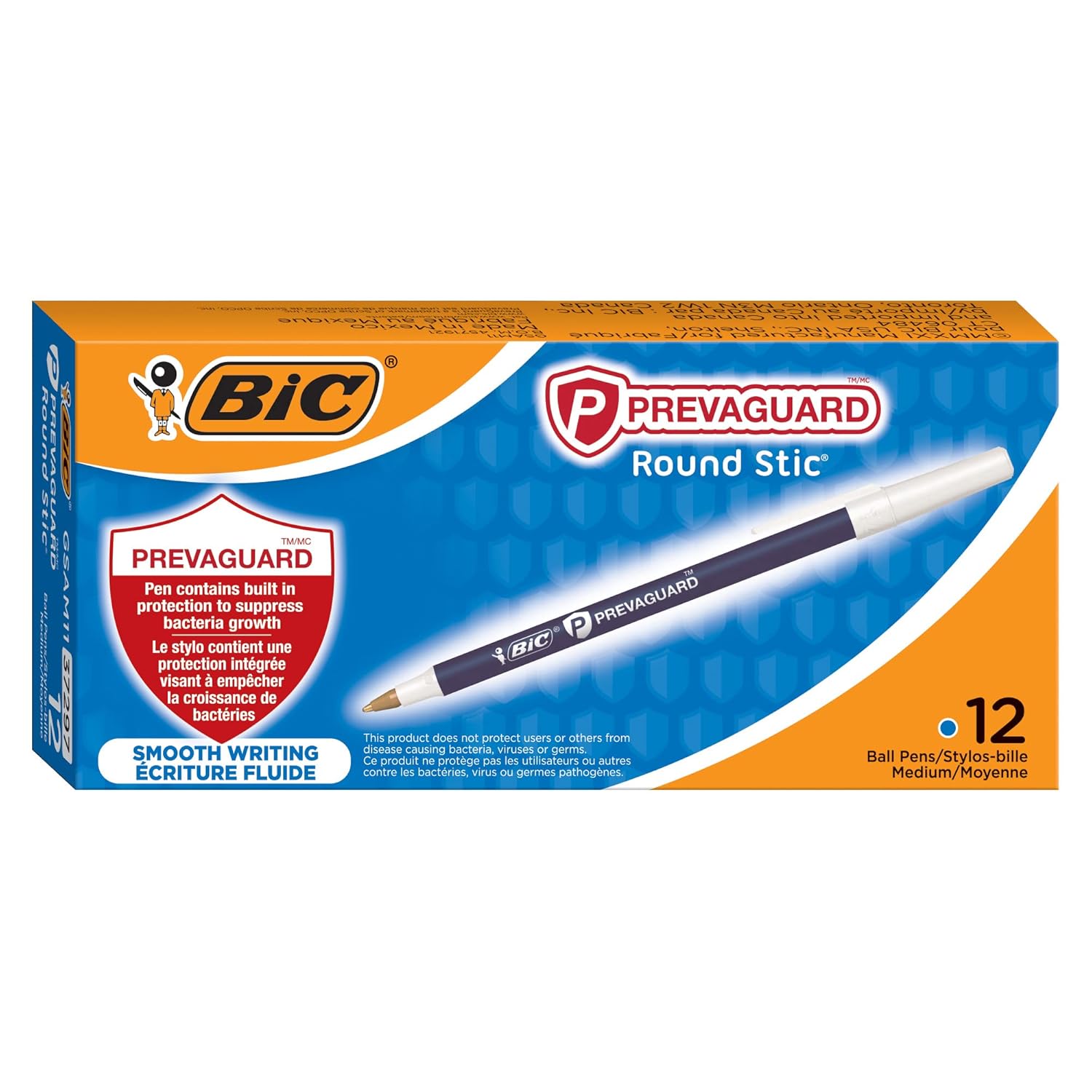 BIC PrevaGuard Round Stic Ballpoint Pen With Built-in Protection To Suppress Bacteria Growth Medium Point 1 0 mm