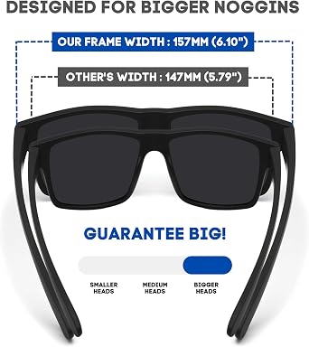 XXL Size Extra Large Square Polarized Sunglasses Big Heads Men | Made For Big Wide Faces 157MM TR90 Oversized Frame UV400 Protection Lightweight Glasses