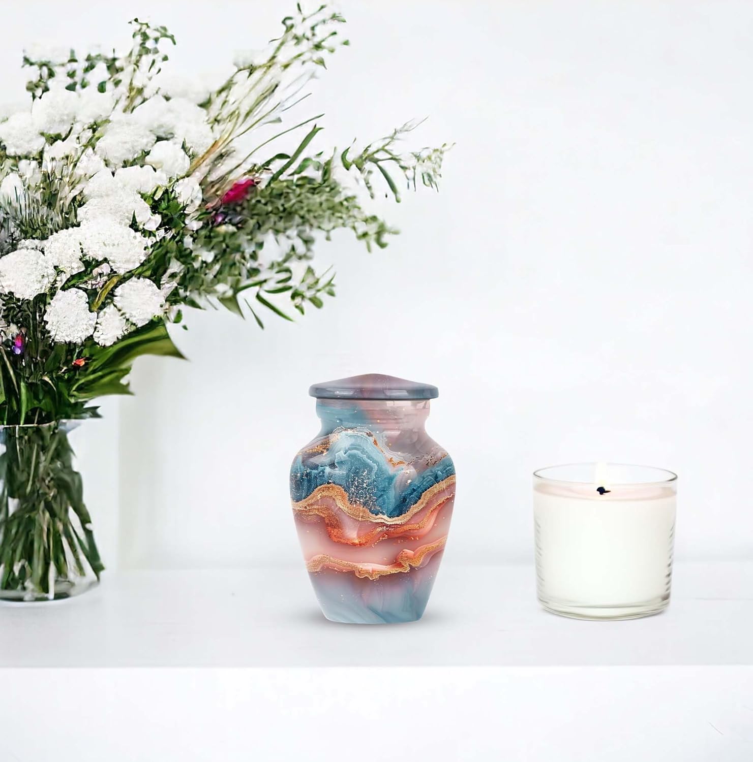 Aluminum Ocean Sunset Decorative Cremation Urn - 3 Inch - Pack of 1 - Miniature Urns for Human Ashes - Memorial Ashes Urn