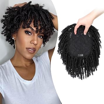 Ms Taj 7" Short Dreadlock Hair Topper Wig for Women - Synthetic Dreadlocks Wiglets Hairpiece with Natural Black Locs for Black Women with Thinning Hair