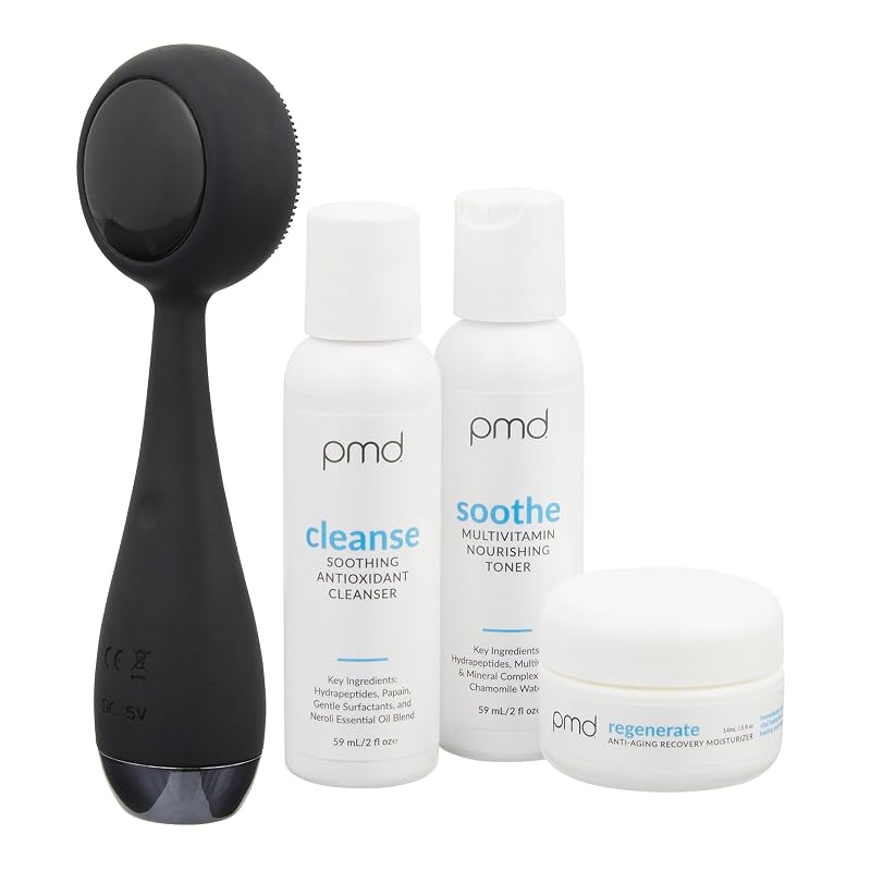 PMD Beauty Clean Pro OB – Escova elétrica para limpeza facial com silicone e massageador de alumínio, pedra e metal precioso