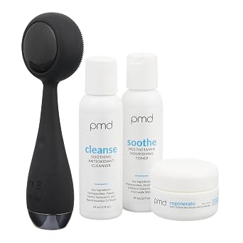 PMD Beauty Clean Pro - Electric Facial Cleansing Brush, Smart Facial Device with Silicone Brush & Heated Anti-Aging Aluminum, Gemstone, Precious Metal Massager