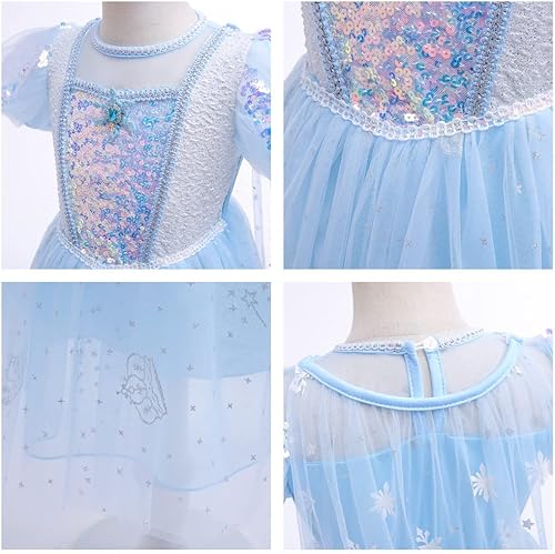 Miniatura 4 de FMYFWY Disfraz de princesa Elsa de Frozen para niñas, disfraz de Halloween, Navidad, cumpleaños, fiesta, vestido de tul