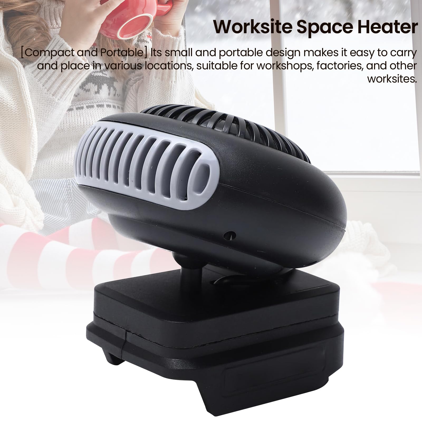 Calefacción para coche con batería, mini calefacción adicional, batería con 2 niveles (30 – 80 °C), protección antivuelco y puerto USB, calentamiento rápido, descongelador, calefacción para parabrisas