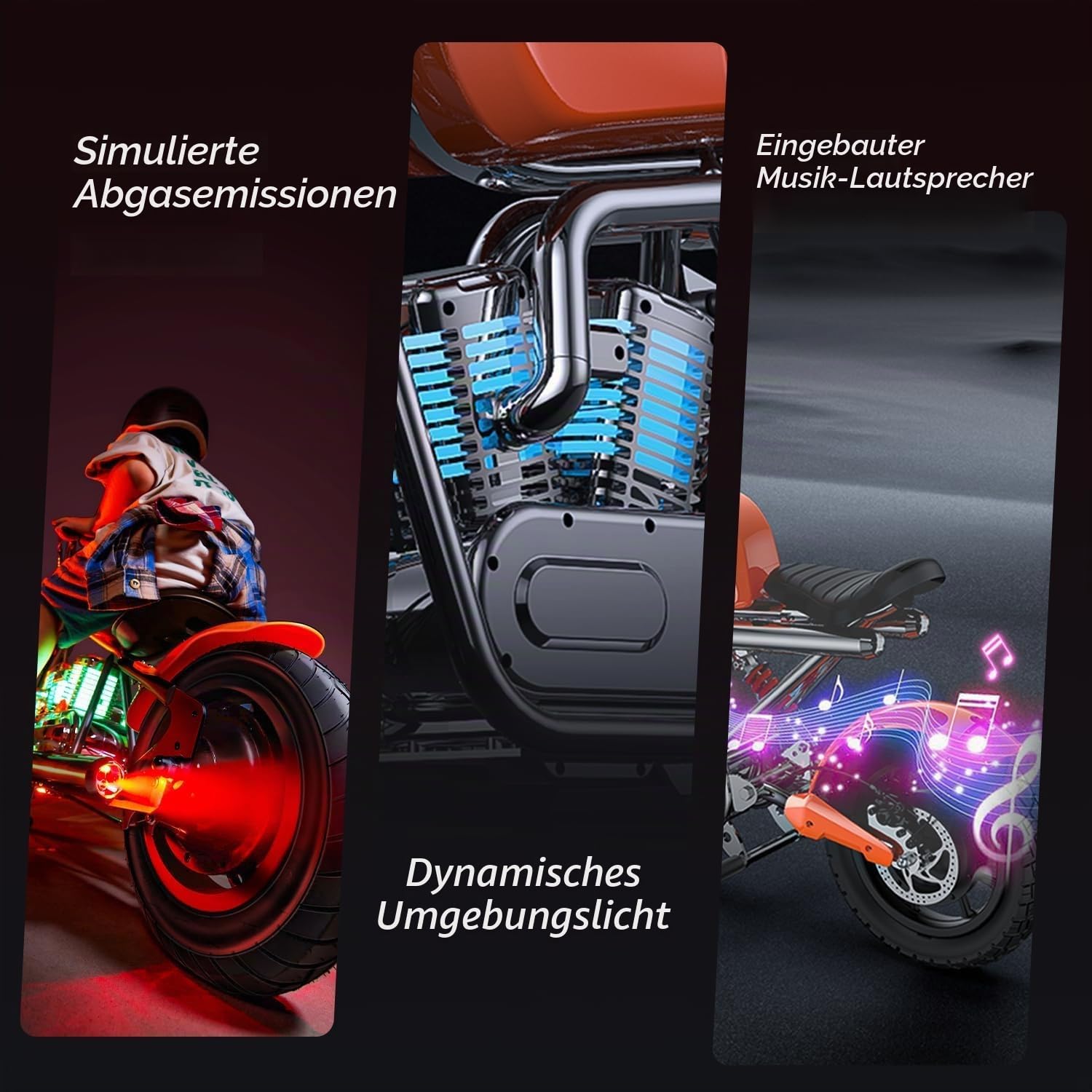 HYPERGOGO S9 Plus Elektro Motorrad Kinder, Elektromotorrad für Kinder 6-12 | Mit 3 Geschwindigkeiten, bis zu 16 km/h, 30 km Reichweite und 14-Zoll-Luftreifen (Schwarz)